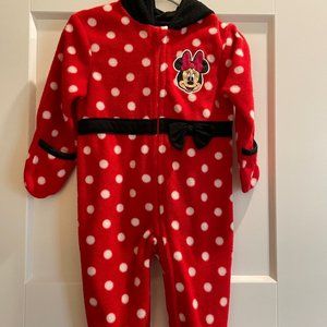 DISNEY BABY Mini Mouse Fleece Zip Up Footie Pajamas